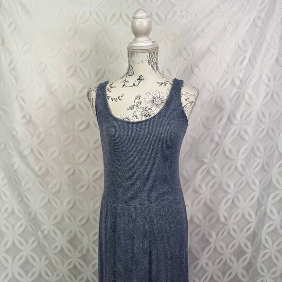 Daily Ritual Cozy Knit Rib Heathered Blue Gray Tiered Tank Dress Size XS - Picture 4 of 7